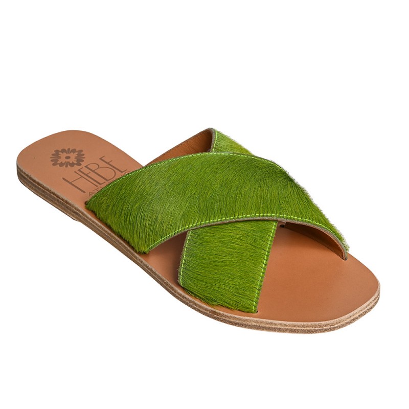 EKATI PONY LEATHER SANDAL - Green