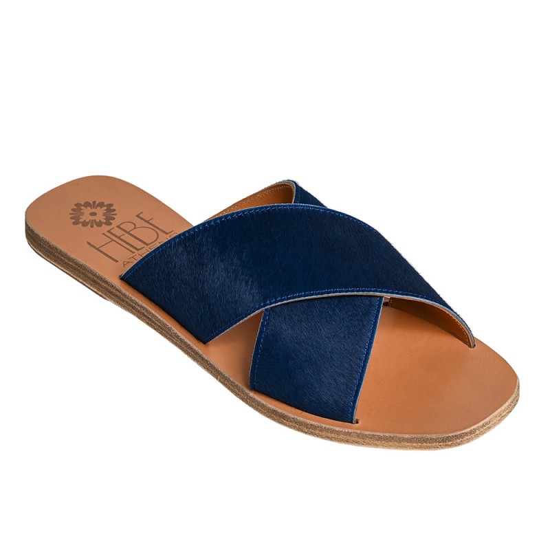 EKATI PONY LEATHER SANDAL - Navy Blue