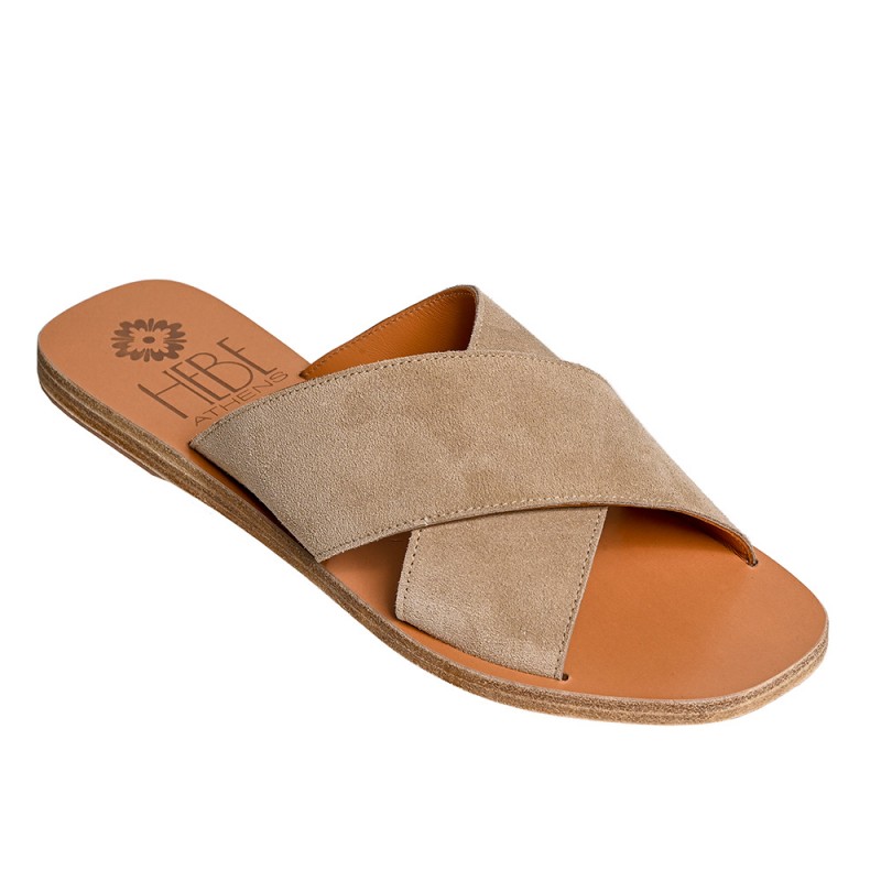 Nude store suede slides