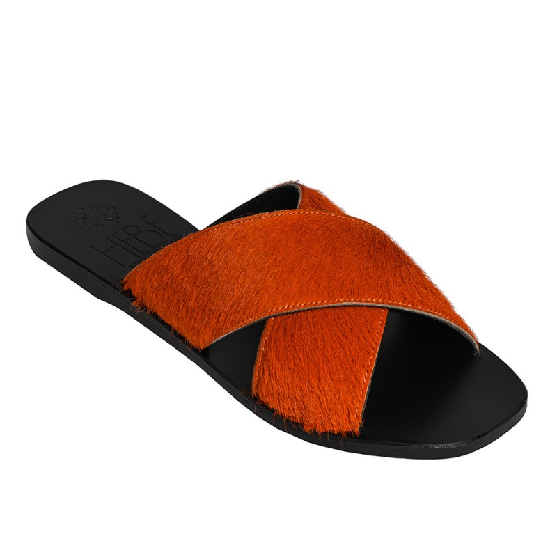 EKATI PONY LEATHER SANDAL - Orange