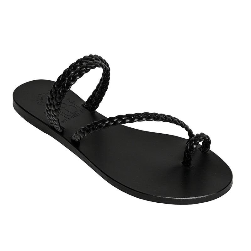 PERSEPHONE LEATHER SANDAL - Black