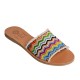 LEDA CANVAS LEATHER SLIDE  - Waves