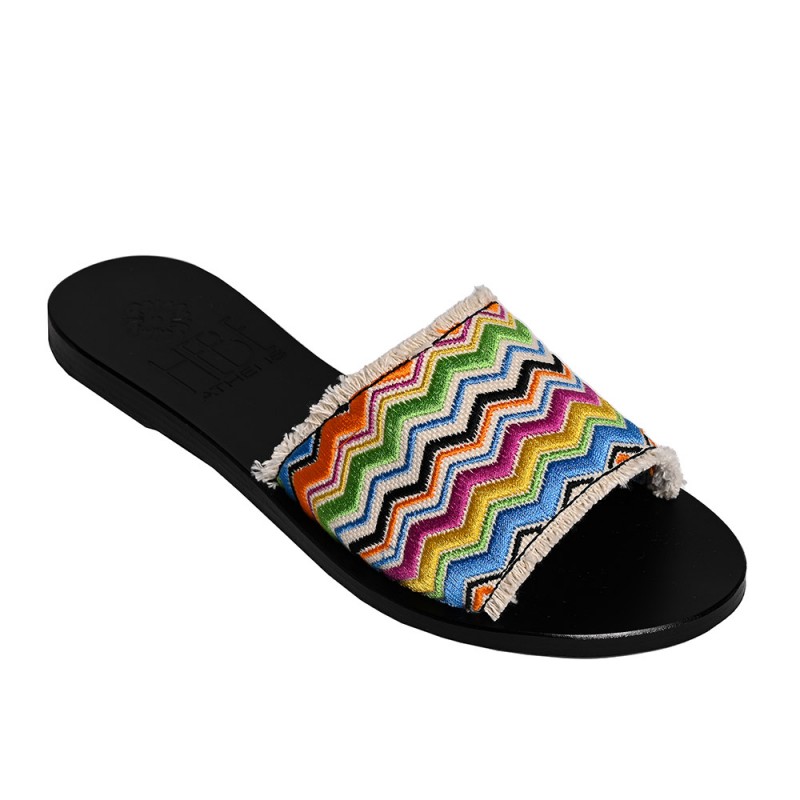 LEDA CANVAS LEATHER SLIDE - Waves