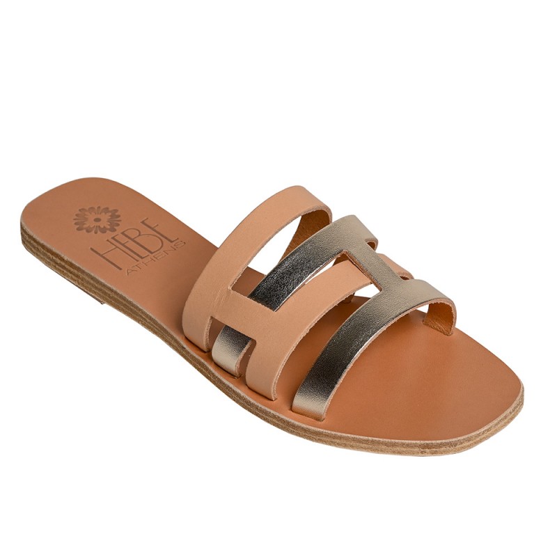 CARPO LEATHER SANDAL - Natural Gold