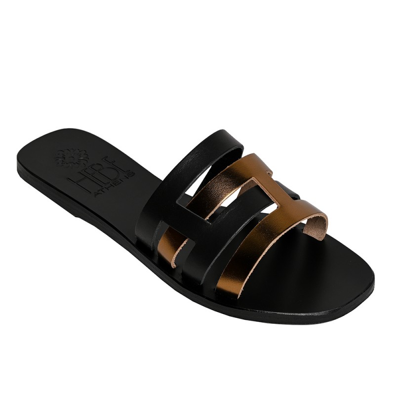 CARPO LEATHER SANDAL - Black Pink Gold