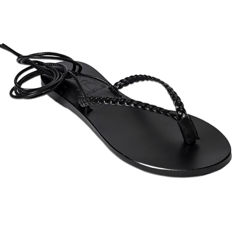 RHEA LEATHER SANDAL - Black