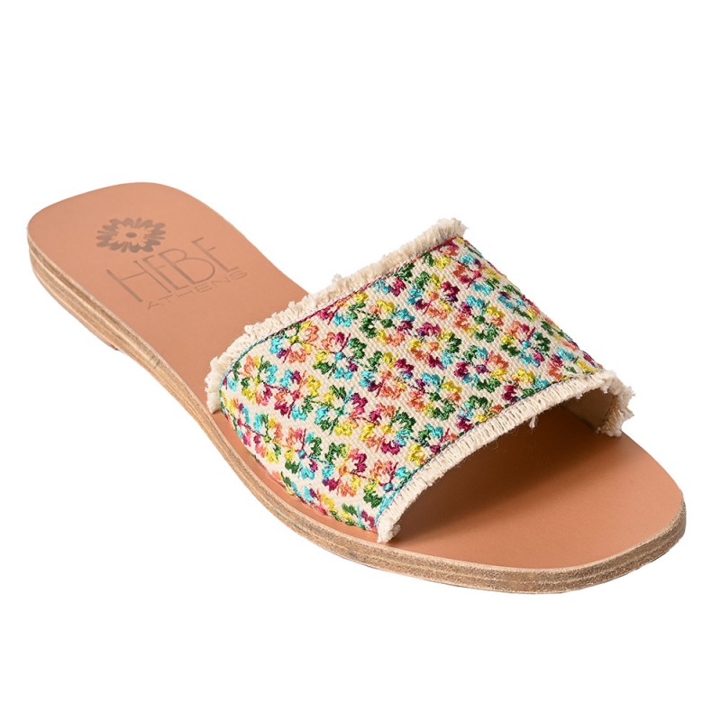 CHARA LOGO LEATHER SLIDE - Rainbow