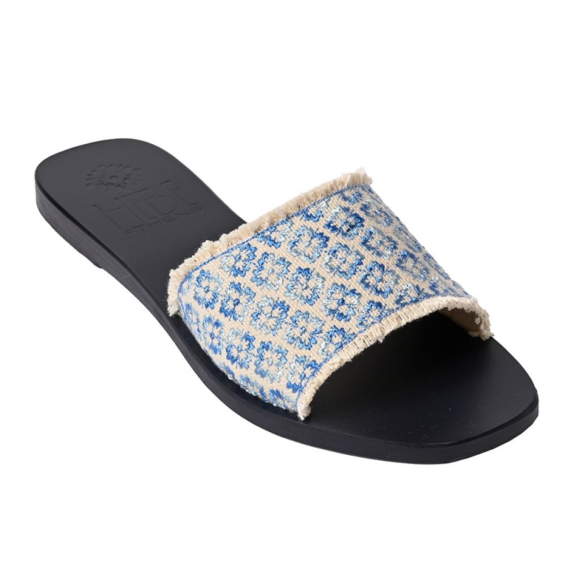 CHARA LOGO LEATHER SANDAL - Degrade Blue