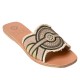 IRIS LEATHER SANDAL - Khaki and Pink Gold