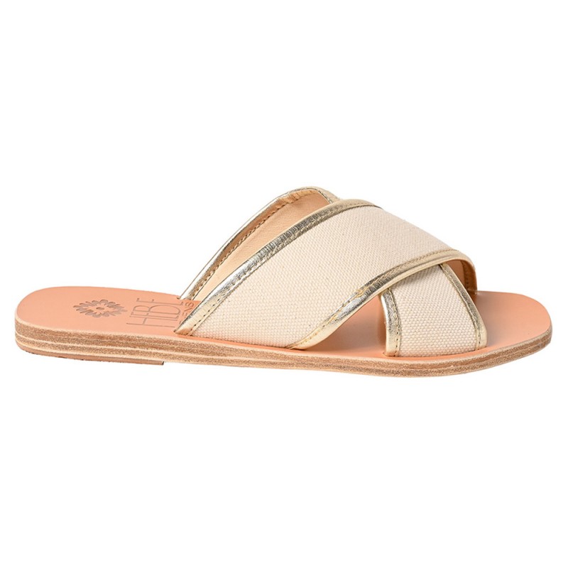 EKATI CANVAS LEATHER SANDAL - Platina