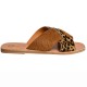 EKATI PONY LEATHER SANDAL - Leopar Brown