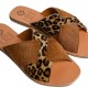 EKATI PONY LEATHER SANDAL - Leopar Brown