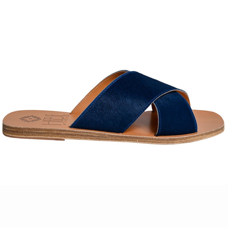 EKATI PONY LEATHER SANDAL - Navy Blue