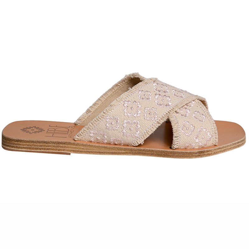 EKATI LOGO LEATHER SANDAL - White