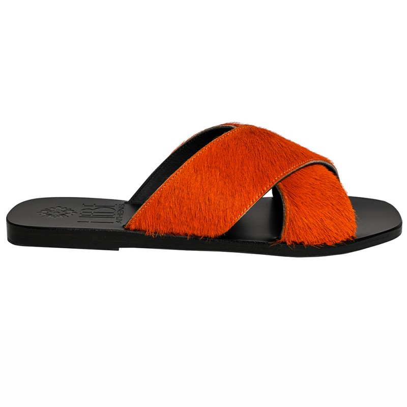 EKATI PONY LEATHER SANDAL - Orange