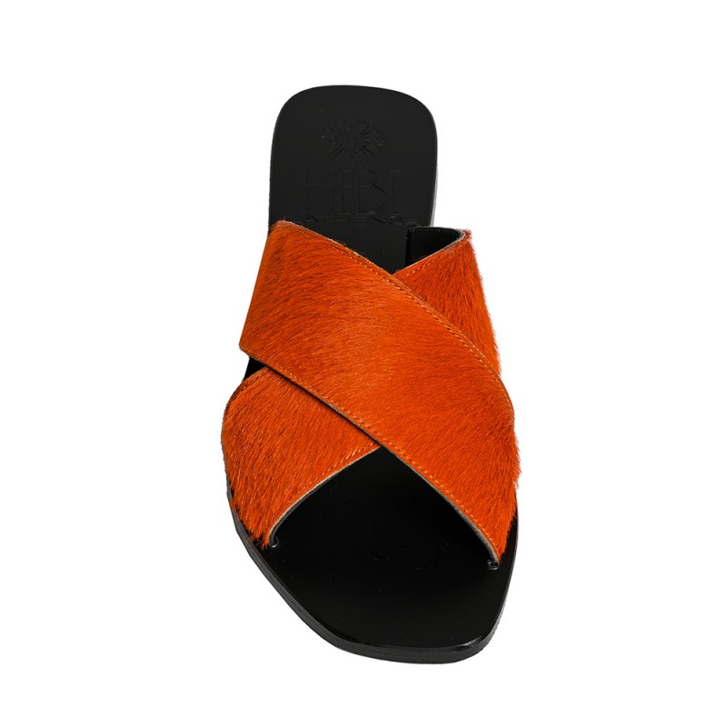 EKATI PONY LEATHER SANDAL - Orange