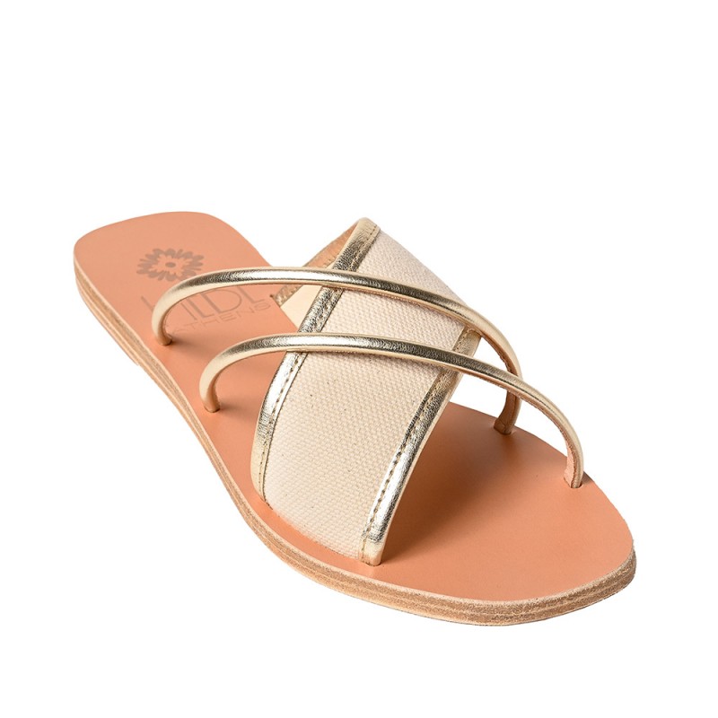 KORE CANVAS LEATHER SANDAL - Platina