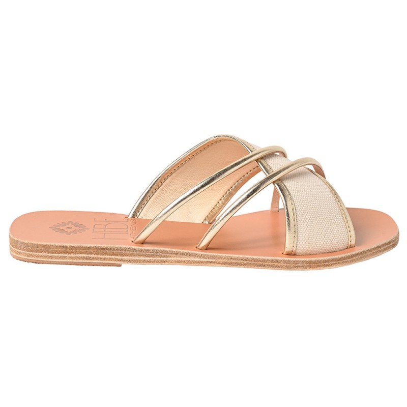 KORE CANVAS LEATHER SANDAL - Platina