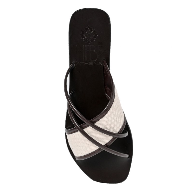 KORE CANVAS LEATHER SANDAL - Mocha