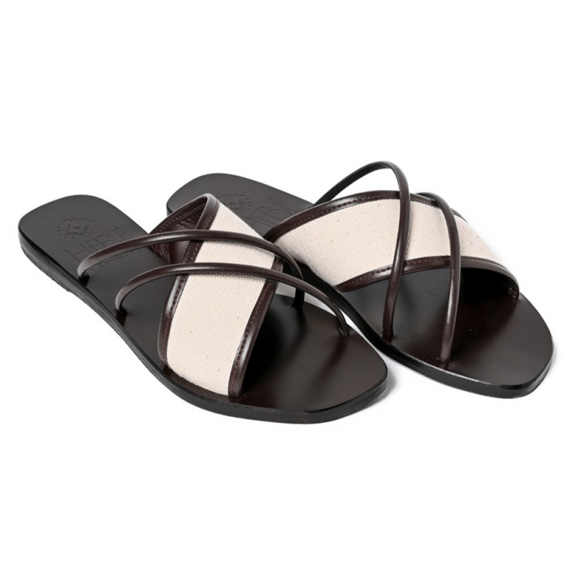 KORE CANVAS LEATHER SANDAL - Mocha