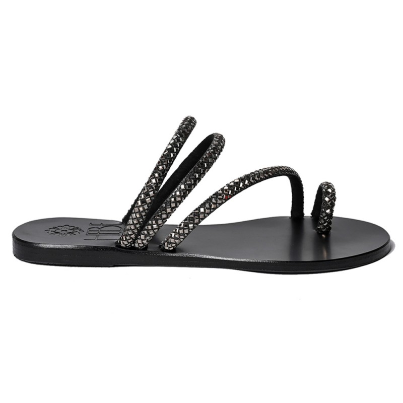 PERSEPHONE SHINE LEATHER SANDAL - Anthracite