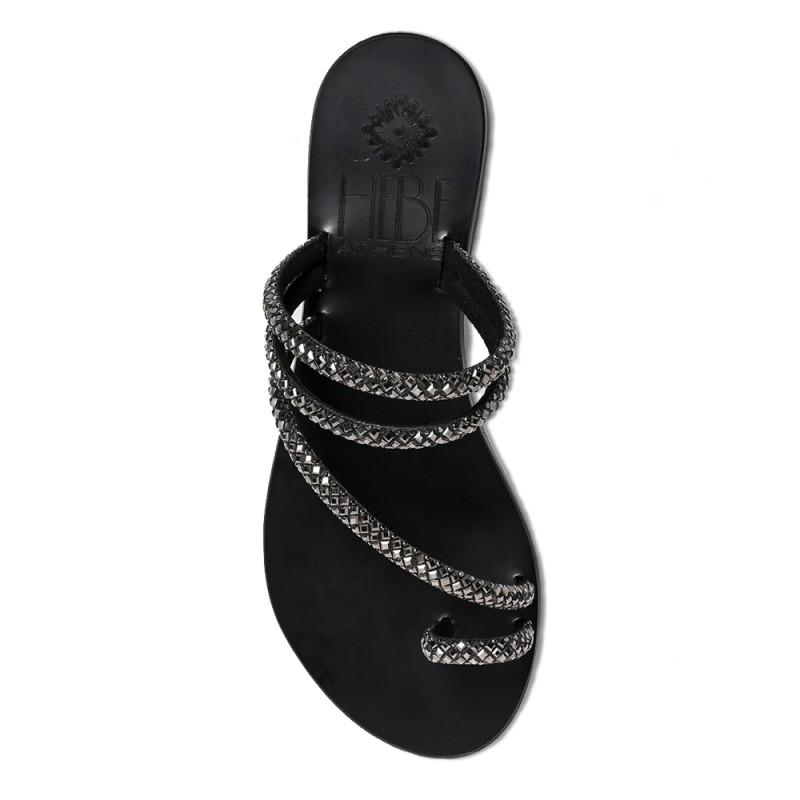 PERSEPHONE SHINE LEATHER SANDAL - Anthracite