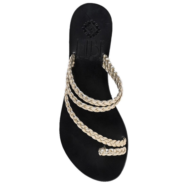 PERSEPHONE LEATHER SANDAL - Platina - Black Sole