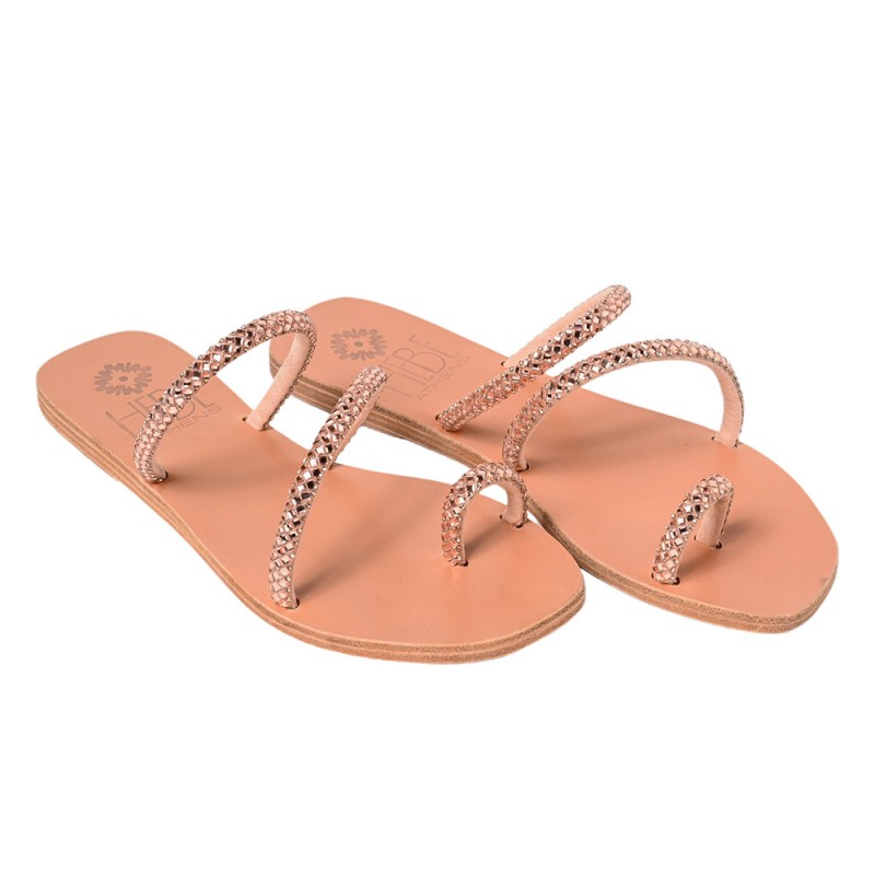 MELINOE SHINE LEATHER SANDAL - Pink Gold