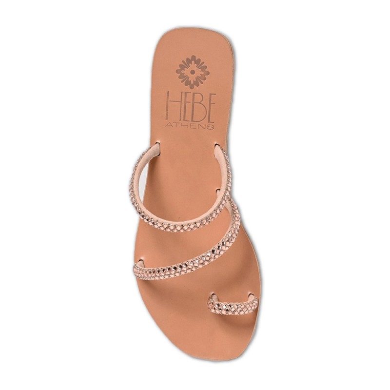 MELINOE SHINE LEATHER SANDAL - Pink Gold