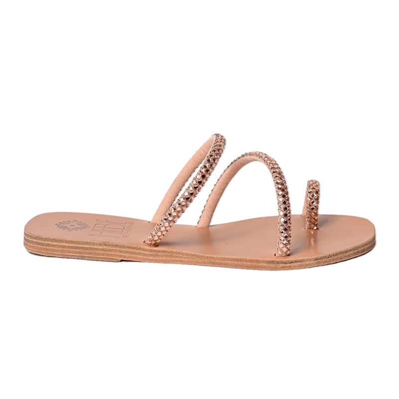 MELINOE SHINE LEATHER SANDAL - Pink Gold