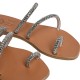 MELINOE SHINE LEATHER SANDAL - Silver