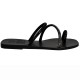 MELINOE SHINE LEATHER SANDAL - Anthracite