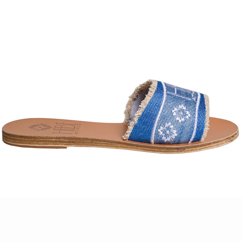 CHARA LEATHER SLIDE - Blue