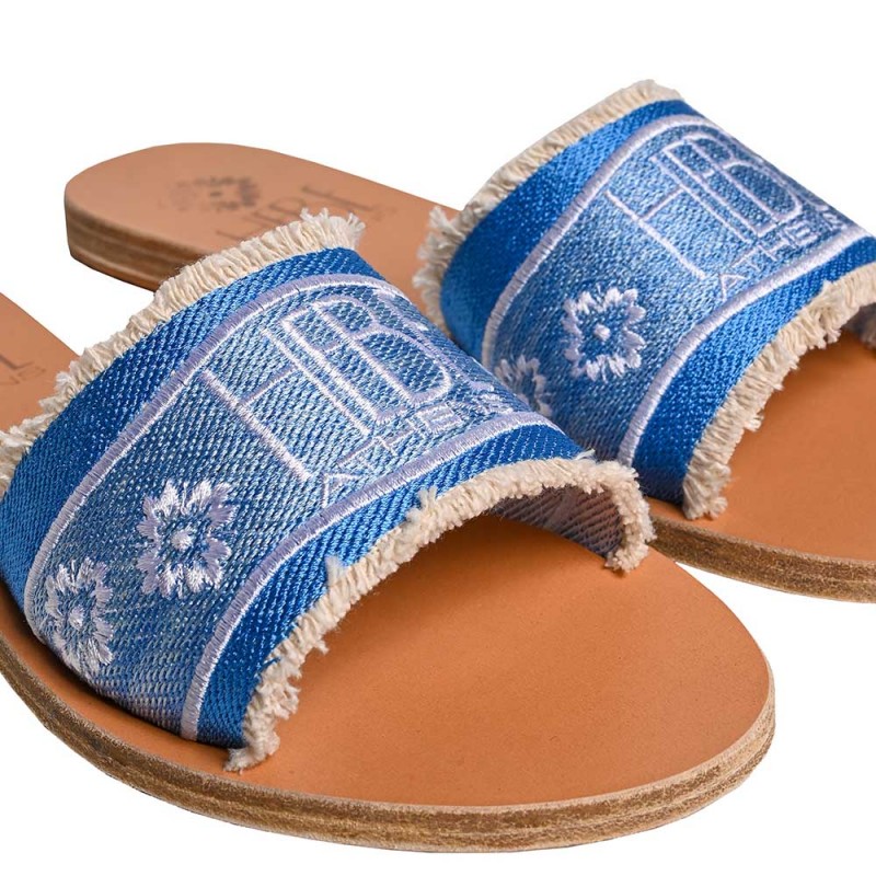 CHARA LEATHER SLIDE - Blue