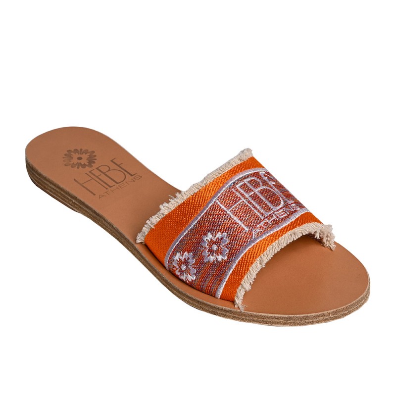 CHARA LEATHER SLIDE - Orange