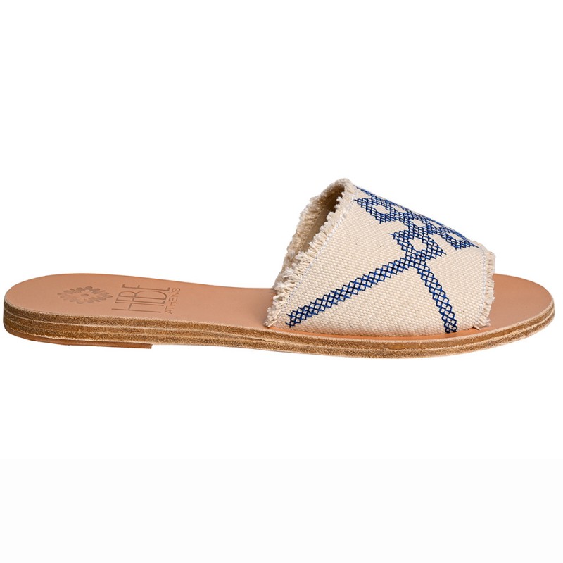 DELOS CANVAS LEATHER SLIDE - Blue