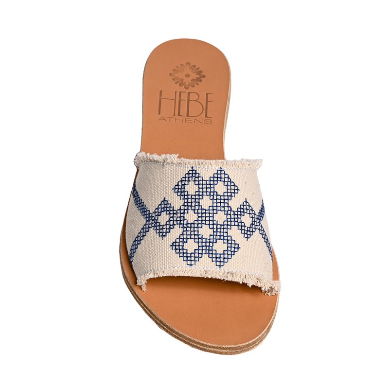 DELOS CANVAS LEATHER SLIDE - Blue