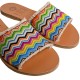 LEDA CANVAS LEATHER SLIDE  - Waves