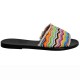 LEDA CANVAS LEATHER SLIDE - Waves