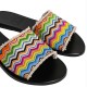 LEDA CANVAS LEATHER SLIDE - Waves