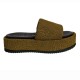 PUFFY IBIZA FLATFORM SLIDE - Khaki