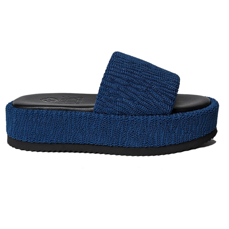 PUFFY IBIZA FLATFORM SLIDE - Navy Blue