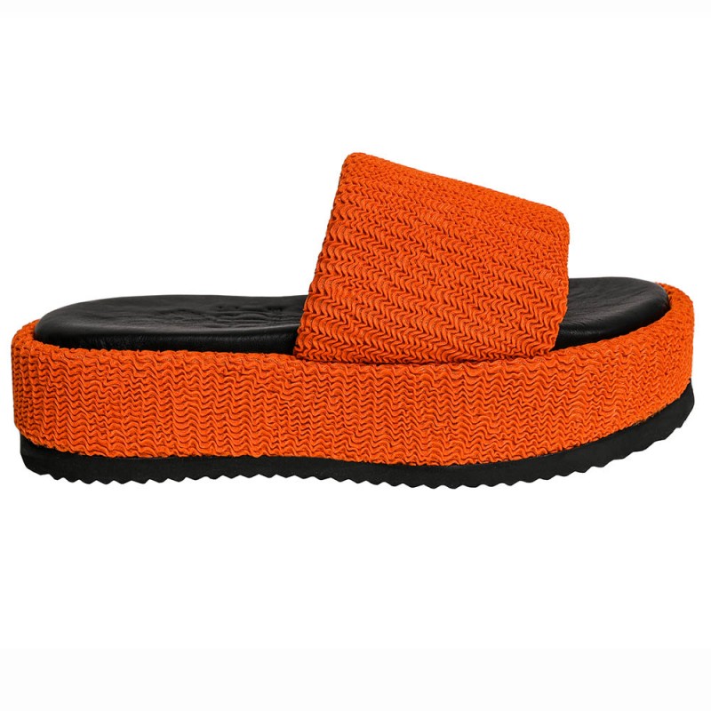 PUFFY IBIZA FLATFORM SLIDE - Orange