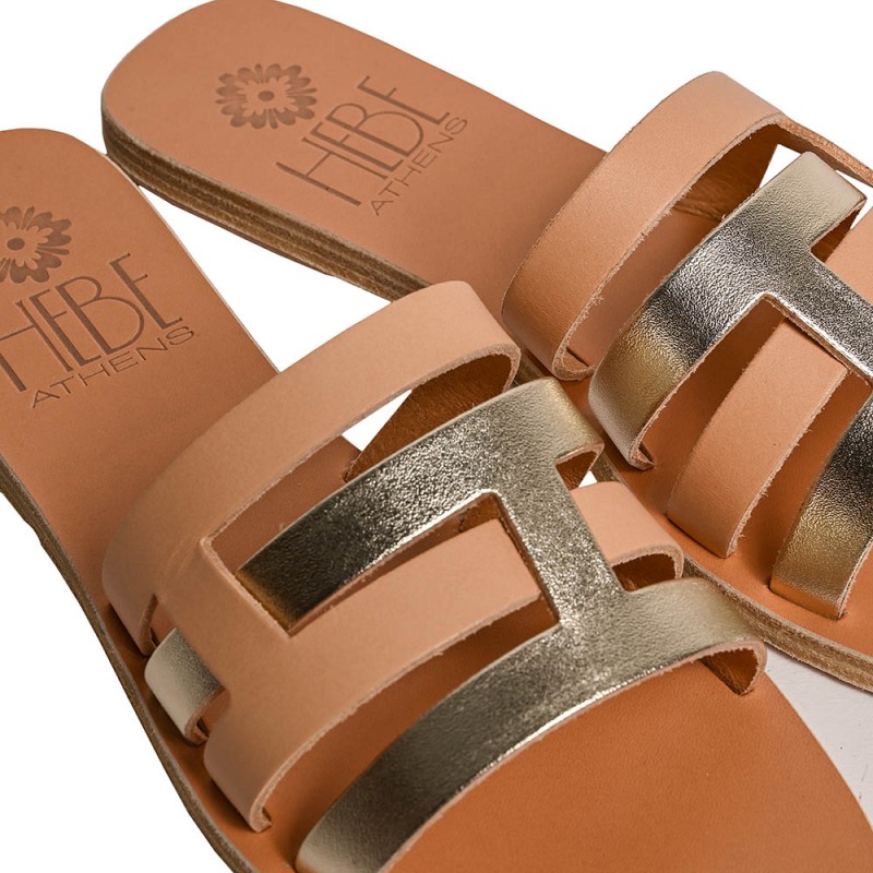 CARPO LEATHER SANDAL - Natural Gold