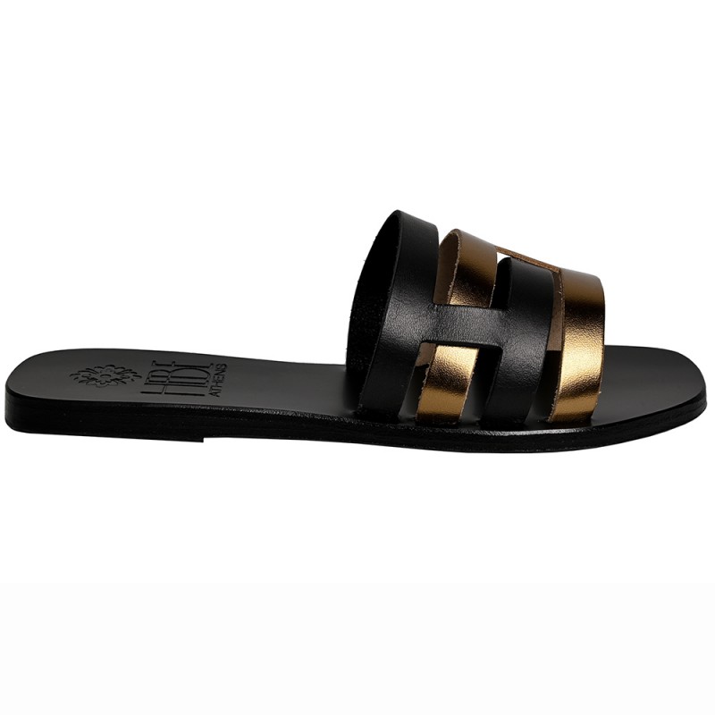 CARPO LEATHER SANDAL - Black Pink Gold