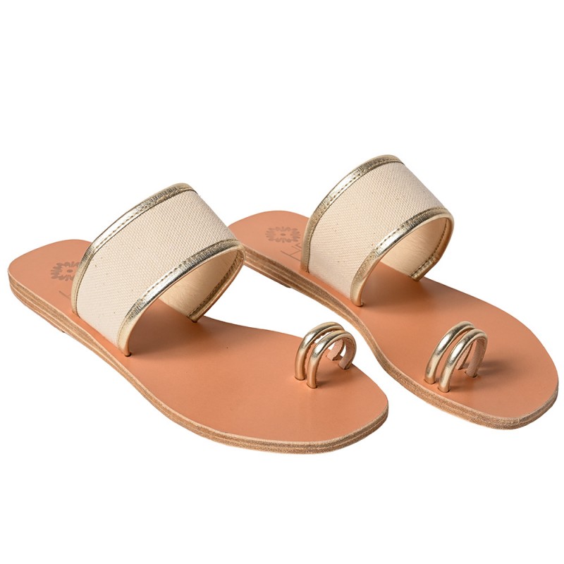 XENIA LEATHER SANDAL - Platina