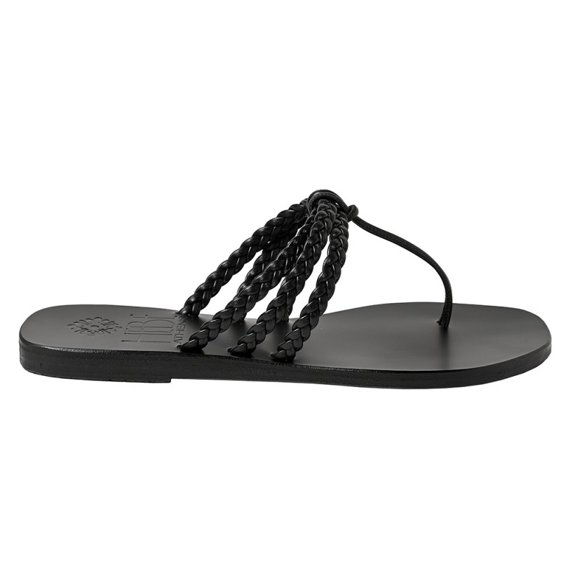 CRETE LEATHER SANDAL - Black