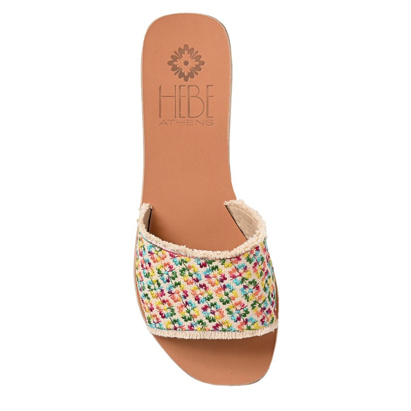 CHARA LOGO LEATHER SLIDE - Rainbow