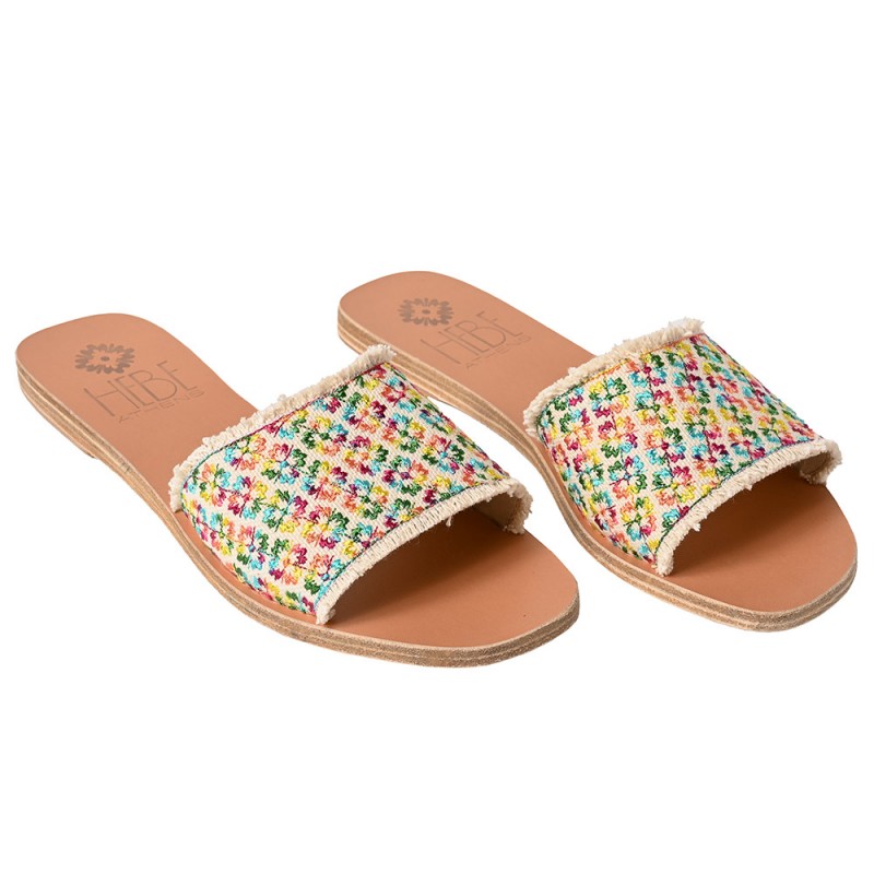 CHARA LOGO LEATHER SLIDE - Rainbow