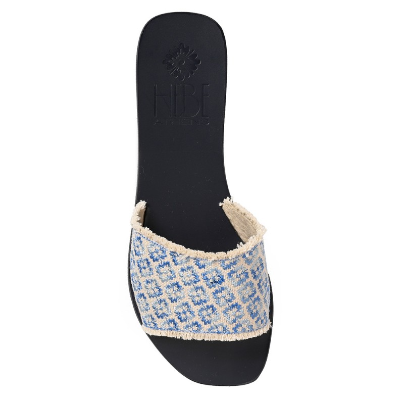 CHARA LOGO LEATHER SANDAL - Degrade Blue